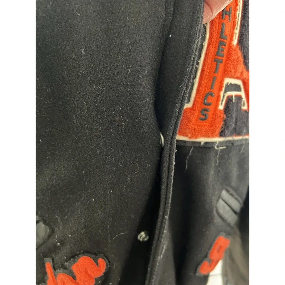 Delong Letterman Jacket Wool USA Large Vintage 80s 90s High School Bomber Coat
